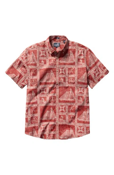 Reyn Spooner Newport Sailor Button Down Shirt In Red