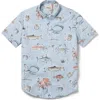 Reyn Spooner Pacific Catch Short Sleeve Cotton Blend Button-down Shirt In Blue