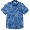 Reyn Spooner Palms Tailored Fit Short Sleeve Button-down Shirt In Blue Opal