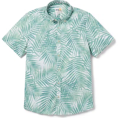 Reyn Spooner Palms Tailored Fit Short Sleeve Button-down Shirt In Blue