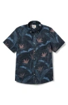 Reyn Spooner Paradise Calling Tailored Fit Short Sleeve Button-down Shirt In Black