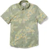 Reyn Spooner Pua Tapa Classic Fit Short Sleeve Button-down Shirt In Olive/enamel Blue