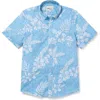 Reyn Spooner Fancy Biscus Floral Performance Polo In Vallarta Blue