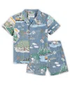 Reyn Spooner Toddler Blue Peanuts Beagle Scouts 50th Anniversary Cabana Set In Blue