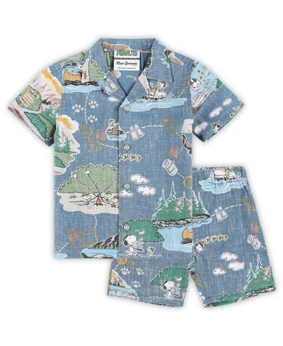 Reyn Spooner Babies' Toddler Blue Peanuts Beagle Scouts 50th Anniversary Cabana Set