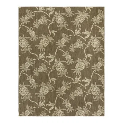 Reyn Spooner Tradewinds Hala Brown Hawaiian Tropical Polypropylene Flatweave Indoor/ Outdoor All Weather Area Rug In Brown;tan;cream