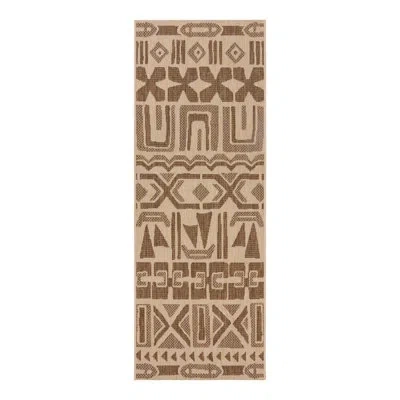 Reyn Spooner Tradewinds Huli Brown Hawaiian Tropical Polypropylene Flatweave Indoor/ Outdoor All Weather Area Rug In Brown;tan;cream