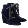 Reyrey Women's Blue The Wedge Velvet In Blue
