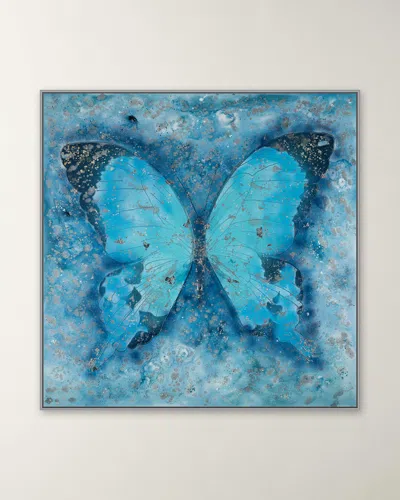 Rfa Fine Art Blue Butterfly Hand-embellished Giclee By H. Scott