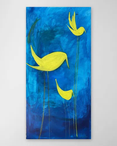 Rfa Fine Art Yellow Birdy Hand-embellished Giclee By Kate Baldock