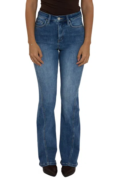 Rfm Daisy High Rise Slim Angled Flare Jeans In Blue