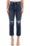 Rfm Denim Dylan High Rise Cropped Straight Leg Jeans - Plus In Blue In Blue