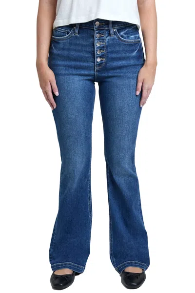 Rfm Mia High Rise Exposed Button Bootcut Jeans In Blue