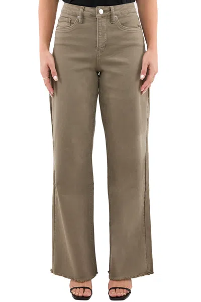 Rfm Plus Chloe High Rise Frayed Wide Leg Pants In Brown