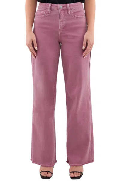 Rfm Plus Chloe High Rise Frayed Wide Leg Pants In Burgundy