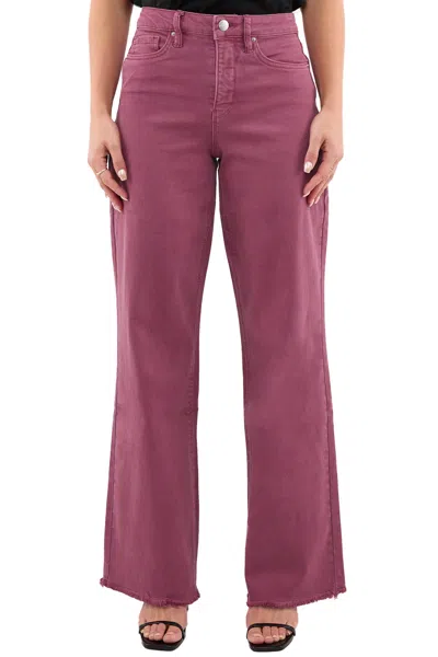 Rfm Plus Chloe High Rise Frayed Wide Leg Pants In Burgundy