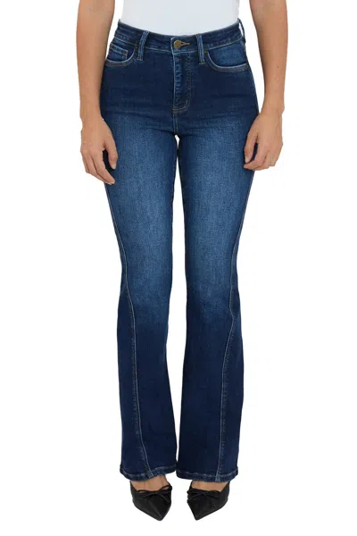Rfm Plus Daisy High Rise Slim Angled Flare Jeans In Blue