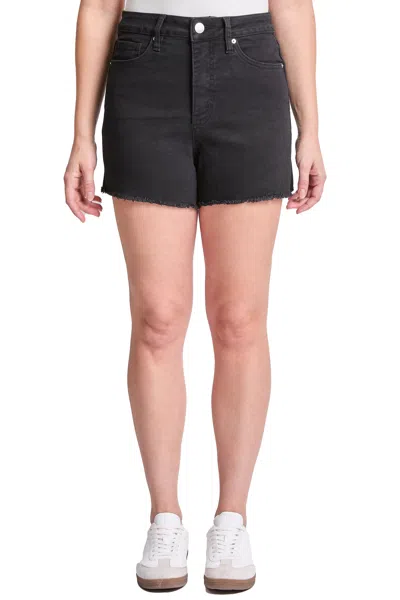 Rfm Plus Essential High Rise Fray Hem Shorts In Black