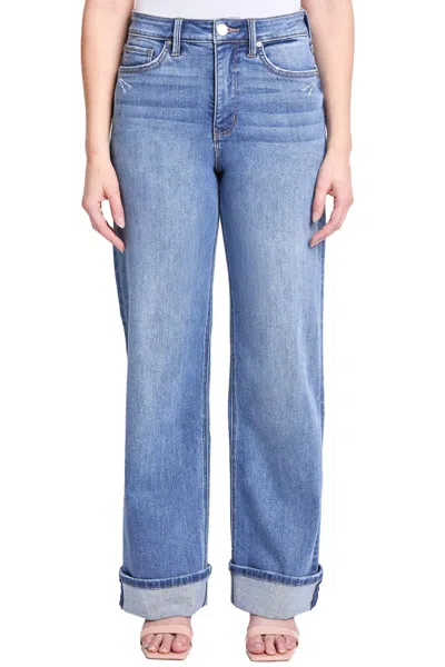 Rfm Plus Hailey High Rise Cuff Wide Leg Jeans In Blue