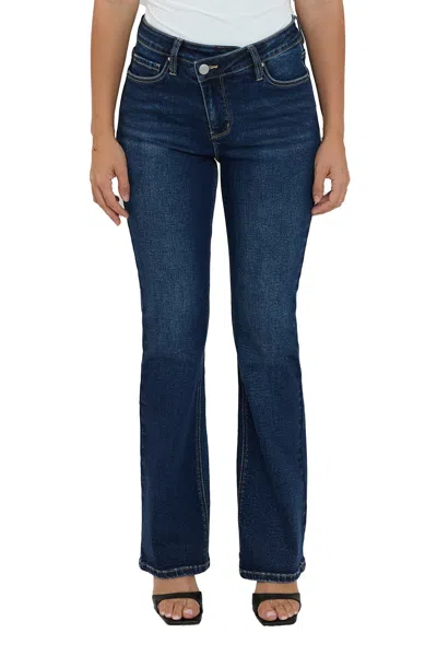 Rfm Plus Mia High Rise Crossover Bootcut Jeans In Blue