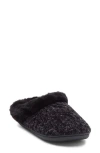 R.g. Barry Chenille Witj Faux Fur Collar Clog Slipper In Black