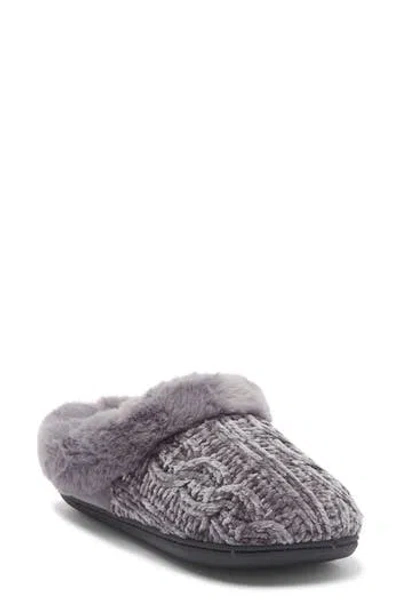 R.g. Barry Chenille Witj Faux Fur Collar Clog Slipper In Gray