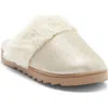 R.g. Barry Metallic And Faux Fur Trim Scuff Slipper In Silver