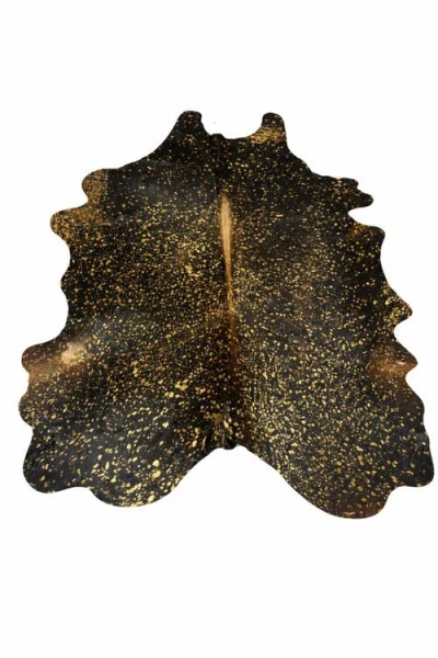 Rhacam Eco Hides Luma Metallic Gold Cowhide Rug 8'0" × 6'0" In Black