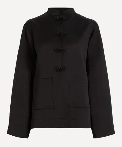 R�he Women's Mandarin Satin Jacket In Black