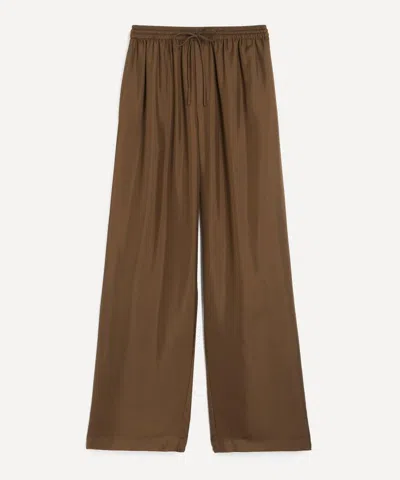 R�he Women's Silk Wide-leg Trousers In Brown