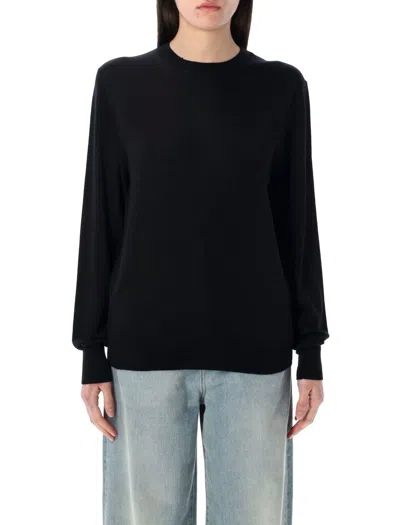 Rhea Black Relaxed-fit Merino Wool Crew Neck Sweater