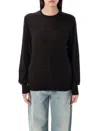 Rhea Black Relaxed-fit Merino Wool Crew Neck Sweater