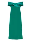 Rhea Costa Asymmetric-neck Maxi Dress In Green
