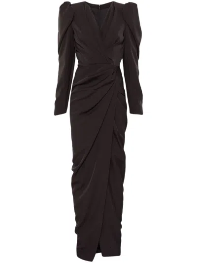 Rhea Costa Belted Gown In Black