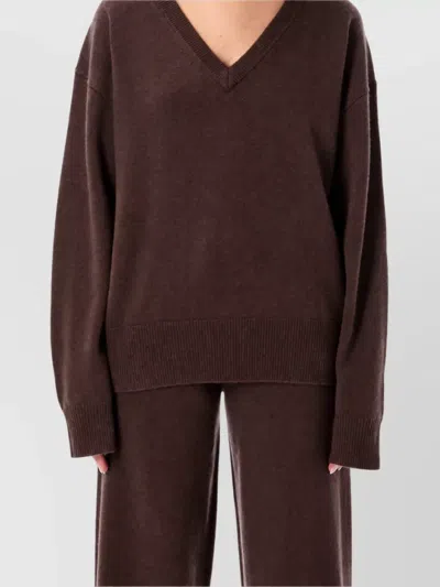 Rhea Costa Cashmere V-neck Sweater In Brown