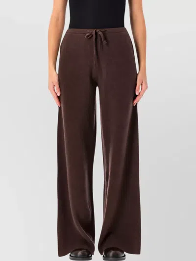 Rhea Costa Cashmere Wool Drawstring Lounge Pants In Brown