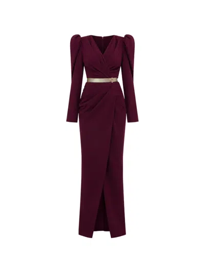 Rhea Costa Chloe Wrap-effect Belted Maxi Dress In Brown