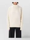 Rhea Costa Rhea Heavy Off White Wool Turtleneck Sweater In White