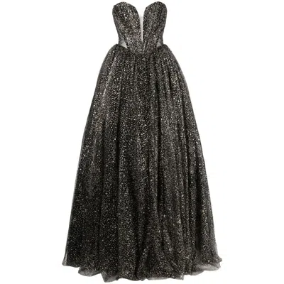 Rhea Costa Cassiopea Glitter Tulle Bodice Dress In Black