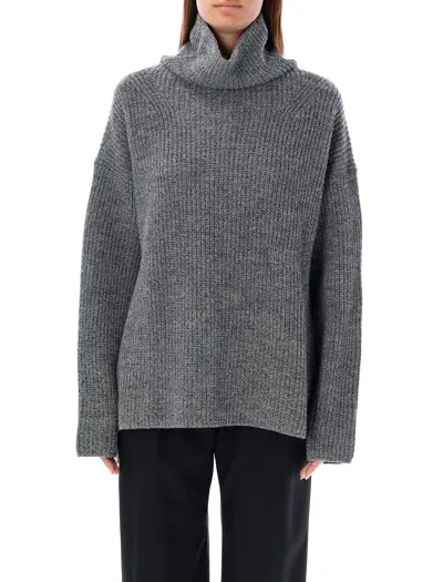 Rhea Costa Heavy Turtle Neck Sweater In Blackwhite Grey