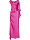 Rhea Costa Abito Lungo  In Fuchsia
