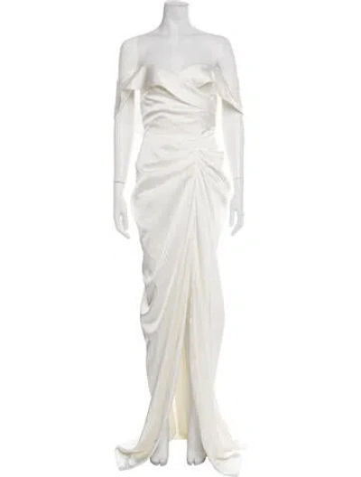 Pre-owned Rhea Costa Off-the-shoulder Long Dress W/ Tags In White