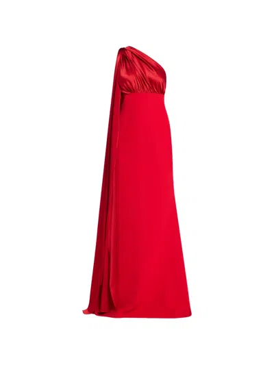 Rhea Costa One-shoulder Draped Dress In Red