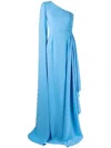 Rhea Costa One-shoulder Gown In Blue