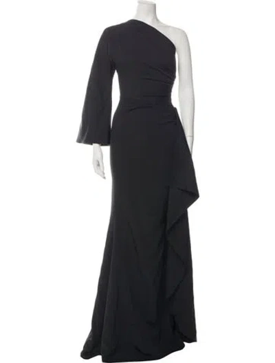 Pre-owned Rhea Costa One-shoulder Long Dress In Black