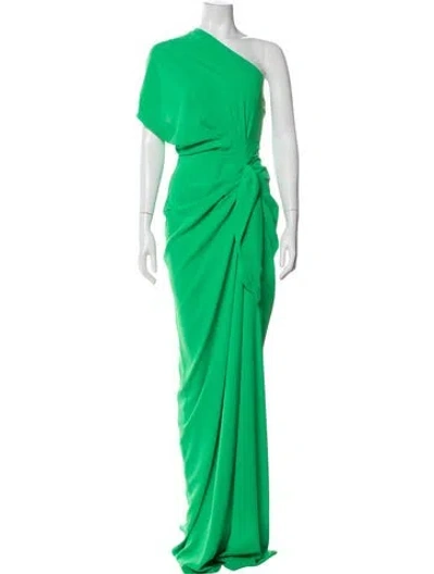 Pre-owned Rhea Costa One-shoulder Long Dress In Green