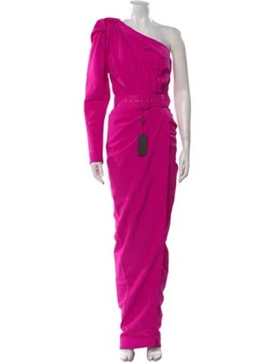 Pre-owned Rhea Costa One-shoulder Long Dress In Pink