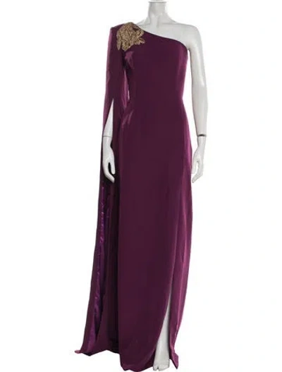 Pre-owned Rhea Costa One-shoulder Long Dress In Purple
