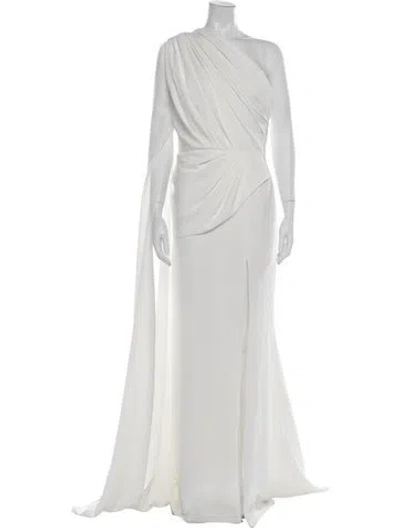 Pre-owned Rhea Costa One-shoulder Long Dress In White