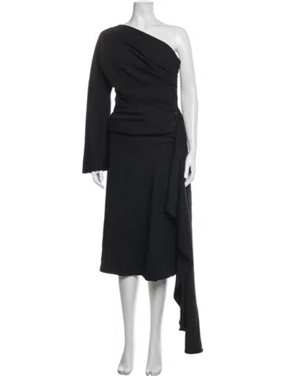 Pre-owned Rhea Costa One-shoulder Midi Length Dress W/ Tags In Black